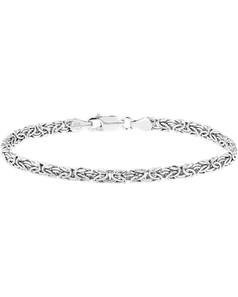 Italian 925 Sterling Silver 4mm Flat Byzantine Link Chain Bracelet for Women Teens, 925 Made in Italy Length 6.5 Inch + 0.5 E...