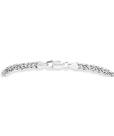 Italian 925 Sterling Silver 4mm Flat Byzantine Link Chain Bracelet for Women Teens, 925 Made in Italy Length 6.5 Inch + 0.5 E...