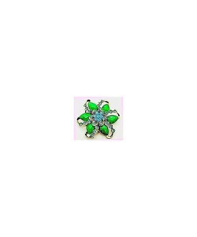 Impressive Bold Green Swirl 3D Flower Blue Rhinestone Christmas Brooch Rhinestone Brooch Pin for Women $16.29 Brooches & Pins