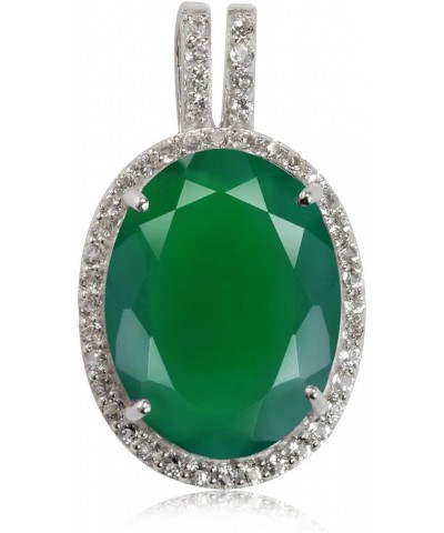 Huge Oval 16x12mm Genuine Gemstone White Gold Plated 925 Sterling Silver Modern Classic Pendant natural emerald green $17.47 ...