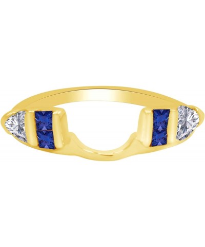 0.76 Carat Blue Sapphire & White Cubic Zirconia Enhancer Guard Ring 14K Gold Over Sterling Silver Yellow-gold-plated-silver $...