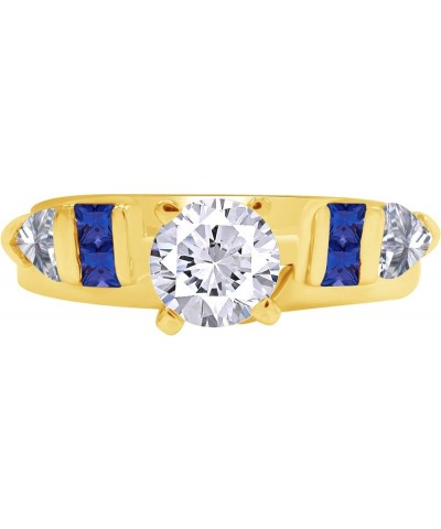 0.76 Carat Blue Sapphire & White Cubic Zirconia Enhancer Guard Ring 14K Gold Over Sterling Silver Yellow-gold-plated-silver $...