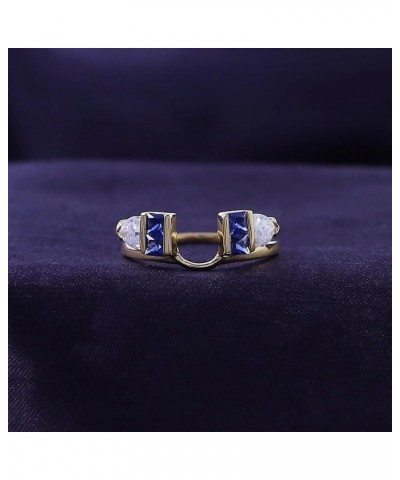 0.76 Carat Blue Sapphire & White Cubic Zirconia Enhancer Guard Ring 14K Gold Over Sterling Silver Yellow-gold-plated-silver $...