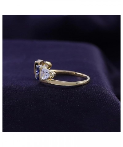 0.76 Carat Blue Sapphire & White Cubic Zirconia Enhancer Guard Ring 14K Gold Over Sterling Silver Yellow-gold-plated-silver $...