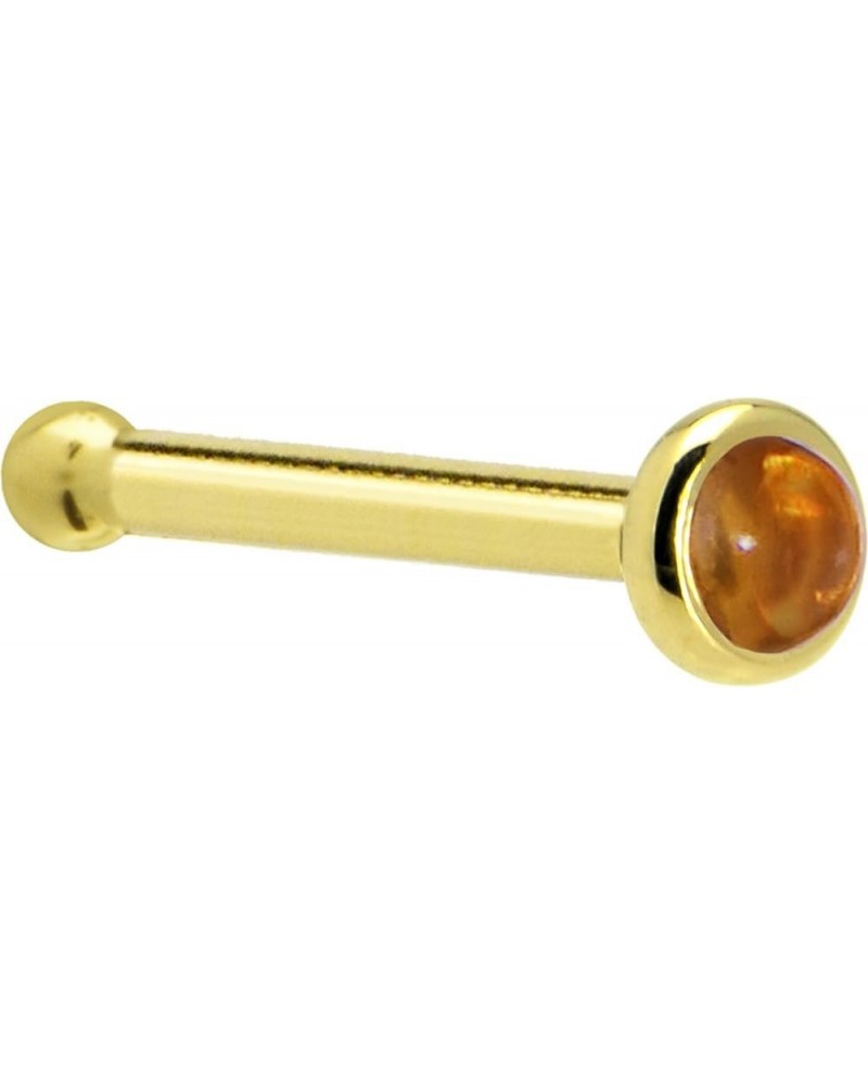 Solid 14k Yellow Gold 2mm Genuine Citrine Saffron Nose Stud Bone 20 Gauge 1/4 $27.13 Body Jewelry