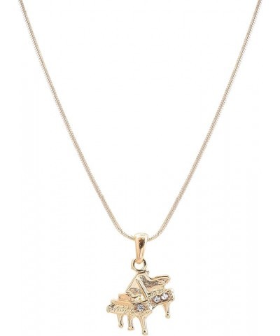 Tiny Jewel Liberace Crystal Baby Grand Piano Necklace Gold $9.00 Necklaces