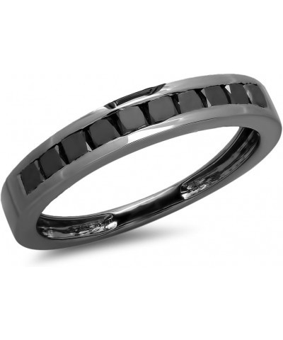 0.90 Carat (ctw) Black Rhodium Plated Princess Black Diamond Bridal Wedding Band Ring, Sterling Silver $102.00 Bracelets