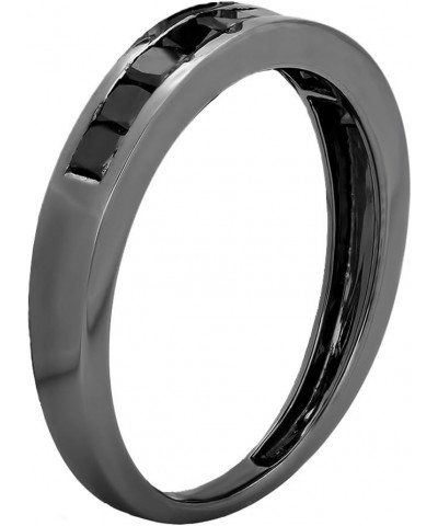 0.90 Carat (ctw) Black Rhodium Plated Princess Black Diamond Bridal Wedding Band Ring, Sterling Silver $102.00 Bracelets