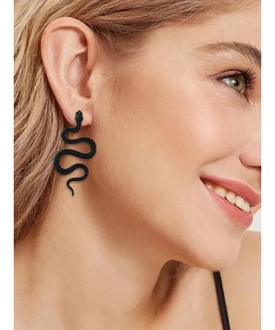 Snake Earrings for Women Rhinestone Snake Dangle Earrings Vintage Punk Snake Jewelry Gifts Black $7.27 Earrings