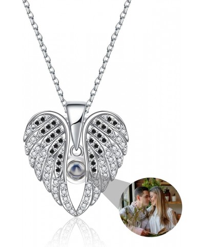 Personalized Photo Necklace Wings Necklace with Picture Inside Custom Angel Wings Projection Necklace Photo Locket Pendant Ne...