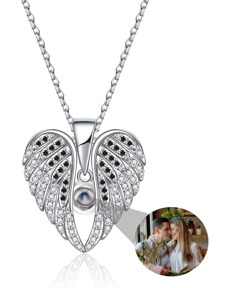 Personalized Photo Necklace Wings Necklace with Picture Inside Custom Angel Wings Projection Necklace Photo Locket Pendant Ne...