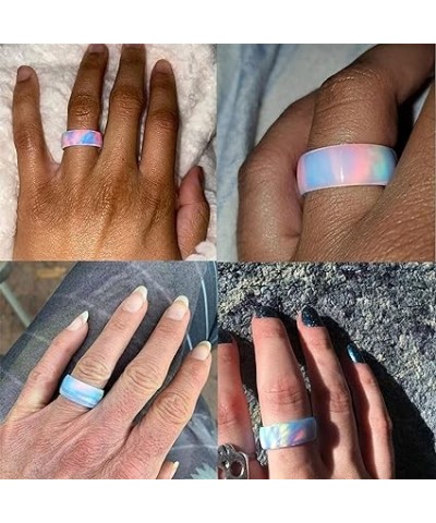 Women's Band Rings Thin and Stackable Silicone Rings Wedding Ring for Women Cloud Acrylic Ring Colorful Thick Ring Beach Jewe...