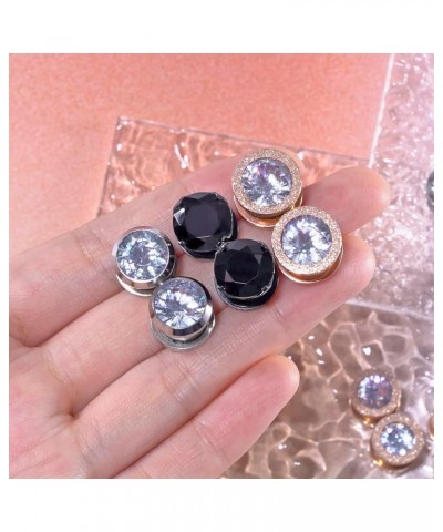 6pcs Stainless Steel Ear Tunnels Cubic Zirconia Gem Tunnels Piercing Ear Gauge 8g-9/16 inch B, 0g(8mm) $9.17 Body Jewelry