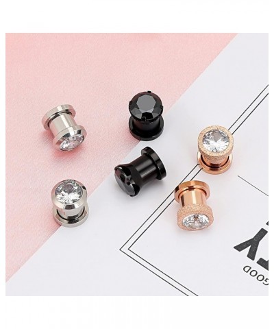 6pcs Stainless Steel Ear Tunnels Cubic Zirconia Gem Tunnels Piercing Ear Gauge 8g-9/16 inch B, 0g(8mm) $9.17 Body Jewelry