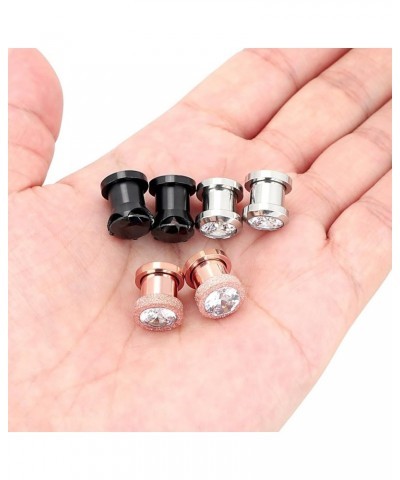 6pcs Stainless Steel Ear Tunnels Cubic Zirconia Gem Tunnels Piercing Ear Gauge 8g-9/16 inch B, 0g(8mm) $9.17 Body Jewelry