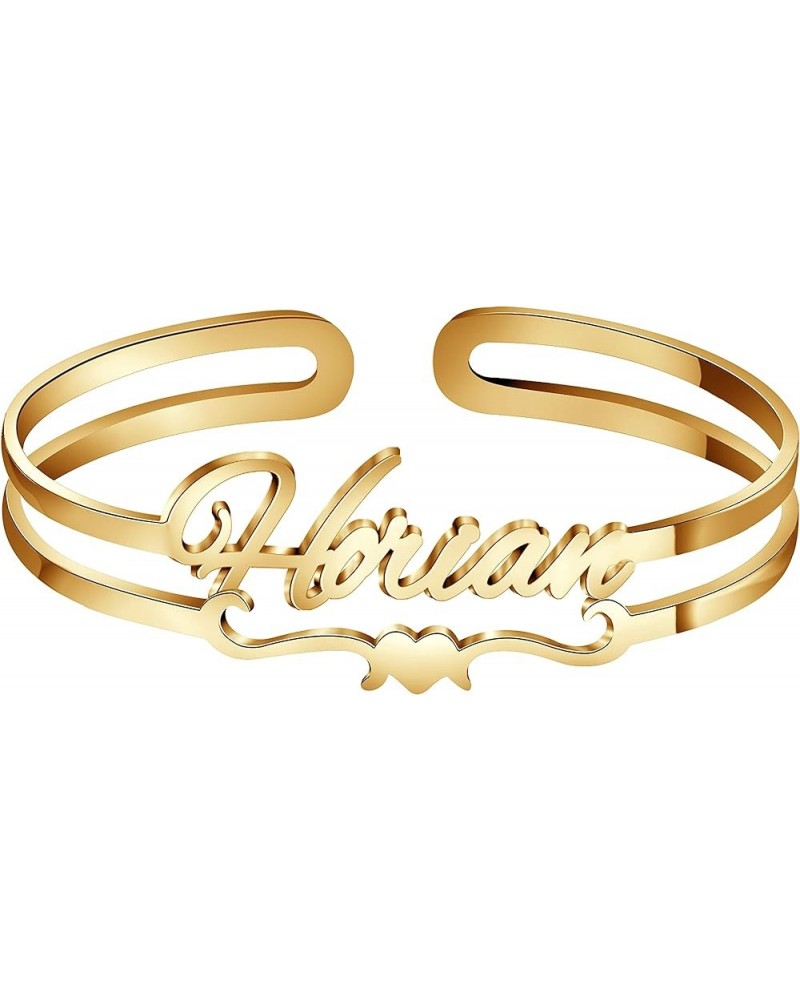 Personalized Name Bracelets, 18K Gold Custom Engraved Name Cuff Bangle Bracelets for Women, Girls, Mom, Daughter, Personalize...