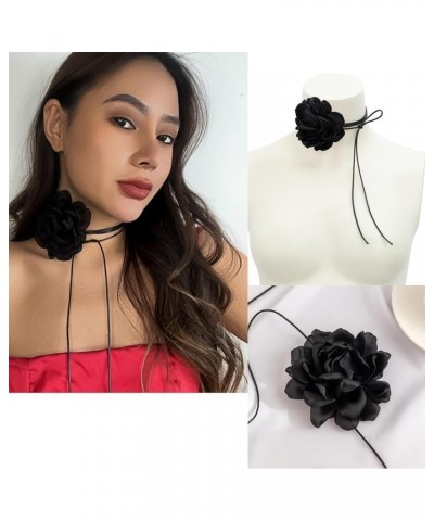 Flower Choker for Women Rose Choker Necklace Big Flower Velvet Choker Floral Choker Rose Flower Choker Lace Choker Women's Ch...