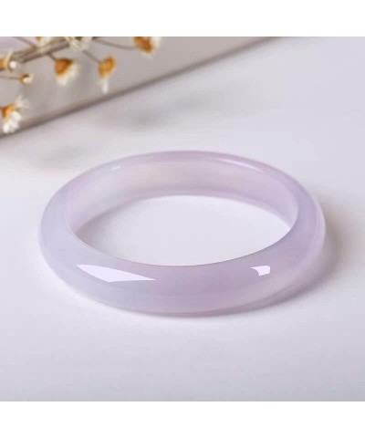 Natural Violet Jade Bangle Bracelet, Medium Wide Bar Lavender Jade Bracelets, for Women, Elegant, with Jewelry Box, 54-62mm (...