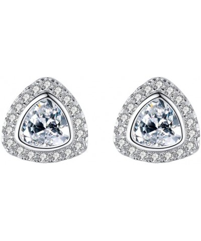 925 Sterling Silver Stud Earrings: Cubic Zirconia Earring for Women Teen Girls Triangle $11.50 Earrings