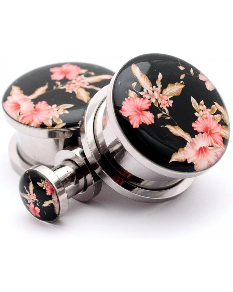 Screw on Plugs - Vintage Floral Style 5 Picture Plugs - Sold As a Pair 6g (4mm) $9.73 Body Jewelry