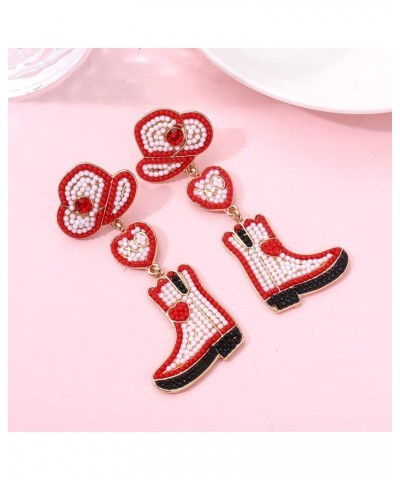 Beaded Cowboy Earrings Sparkly Rhinestone Bead Boots Hat Dangle Earrings for Women Girls Fun Western Country Cowgirl Let's Go...