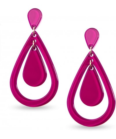 Acrylic Resin Teardrop Cutout Earrings for Women Hot Pink $13.05 Earrings