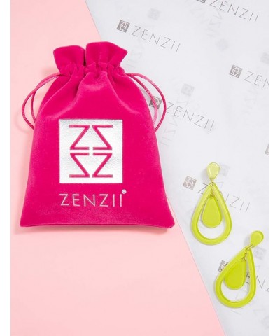 Acrylic Resin Teardrop Cutout Earrings for Women Hot Pink $13.05 Earrings