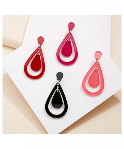 Acrylic Resin Teardrop Cutout Earrings for Women Hot Pink $13.05 Earrings