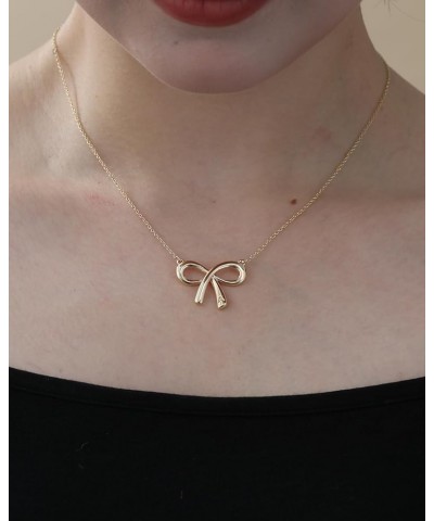 Gold Bow Necklace with Initial A-Z, 14K Gold Bow Tie Chain Jewelry for Women Girls N $8.99 Necklaces