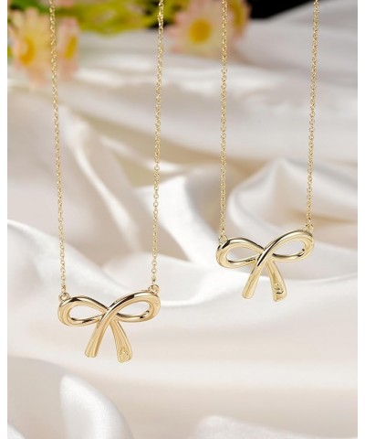 Gold Bow Necklace with Initial A-Z, 14K Gold Bow Tie Chain Jewelry for Women Girls N $8.99 Necklaces