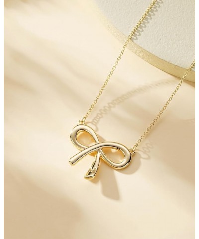 Gold Bow Necklace with Initial A-Z, 14K Gold Bow Tie Chain Jewelry for Women Girls N $8.99 Necklaces