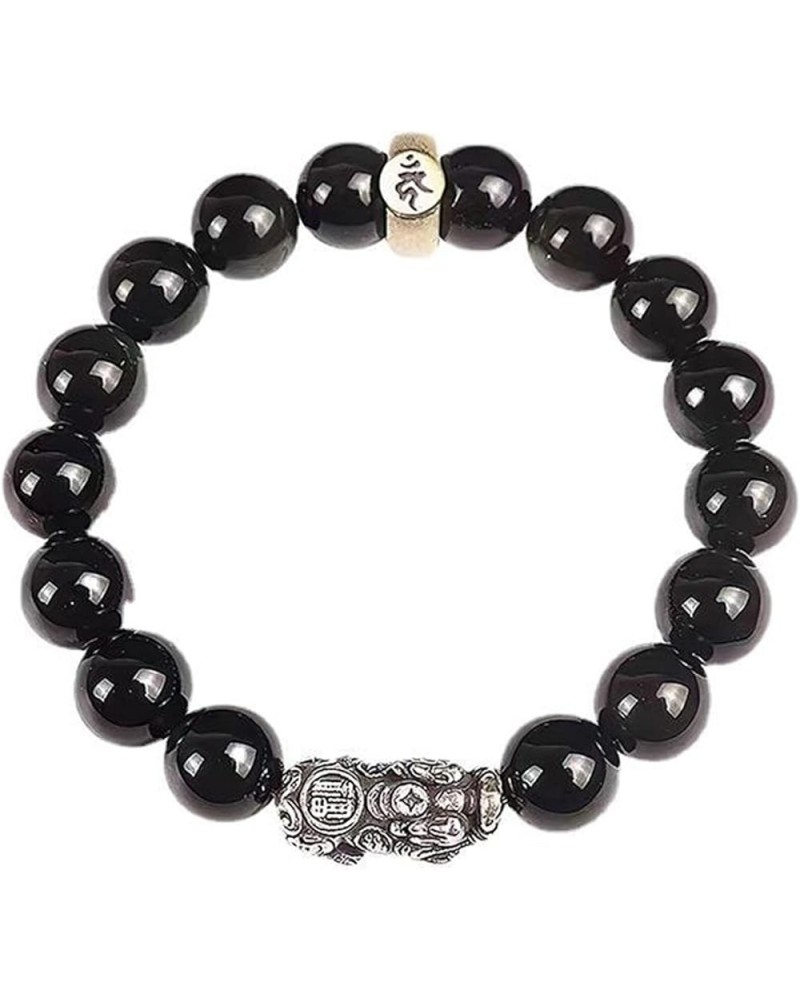 Feng Shui Black Obsidian Bracelet, Pi Yao Wealth Bracelet 12 Zodiac Animal Charm Bracelet Reiki Crystal Bracelet Spiritual Ch...