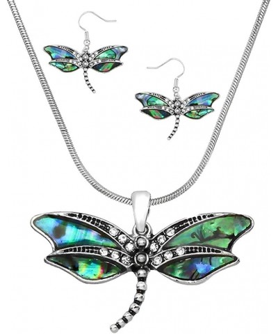 Abalone Dragonfly Necklace and Earrings Set with Gift Box $19.11 Jewelry Sets