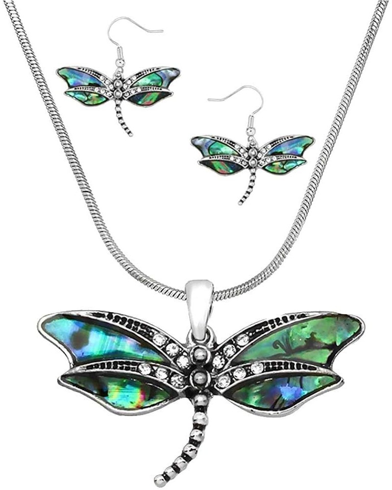 Abalone Dragonfly Necklace and Earrings Set with Gift Box $19.11 Jewelry Sets