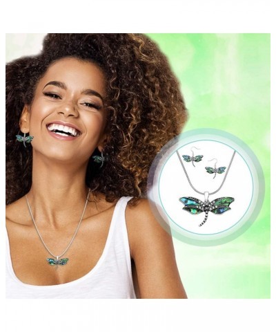 Abalone Dragonfly Necklace and Earrings Set with Gift Box $19.11 Jewelry Sets