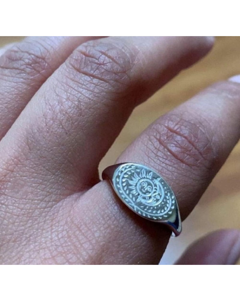 Awmnjtmgpw 18K Gold 925 Sterling Silver Unique Sun Moon Ring Size 6-10 (Size 7, Silver) size 6 silver $10.74 Rings