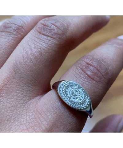 Awmnjtmgpw 18K Gold 925 Sterling Silver Unique Sun Moon Ring Size 6-10 (Size 7, Silver) size 6 silver $10.74 Rings