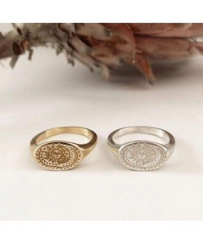 Awmnjtmgpw 18K Gold 925 Sterling Silver Unique Sun Moon Ring Size 6-10 (Size 7, Silver) size 6 silver $10.74 Rings