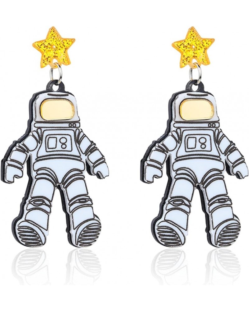 Creative Cartoon Astronaut Stud Earrings Cute Acrylic Spaceman Earrings Hypoallergenic Statement Jewelry for Women Girls Astr...