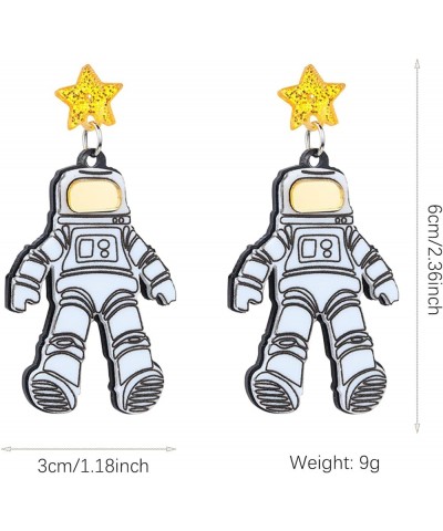 Creative Cartoon Astronaut Stud Earrings Cute Acrylic Spaceman Earrings Hypoallergenic Statement Jewelry for Women Girls Astr...