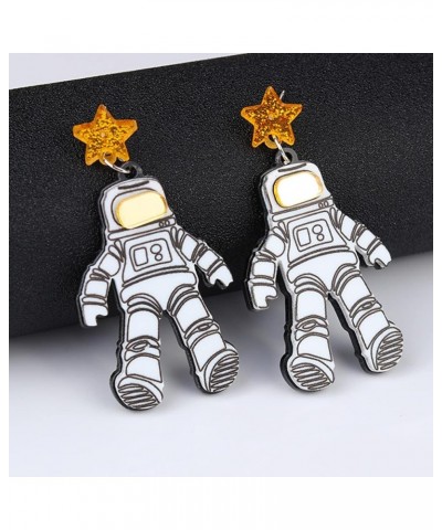 Creative Cartoon Astronaut Stud Earrings Cute Acrylic Spaceman Earrings Hypoallergenic Statement Jewelry for Women Girls Astr...