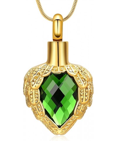 Gold Angel Wings Glass Heart Urn Pet/Human Cremation Pendant Necklace Jewelry for Ashes Green $9.95 Necklaces