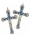 Crucifix Blue Scroll Pendant, Religious Necklace and Keychain Accessory, Catholic Gifts for Men & Women, 2 Inches, (Pack of 2...