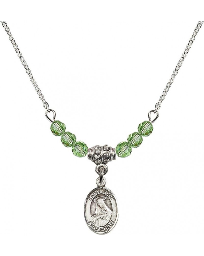 August Birth Month Bead Necklace with Catholic Patron Saint Petite Charm, 18 Inch Saint Rose of Lima $33.24 Necklaces