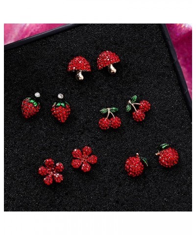 Cute Red Radish Strawberry Flower Apple Cherry Stud Earrings S925 needle Vivid Mushroom Vegetable Fruit Fashion Stud Earrings...