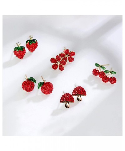 Cute Red Radish Strawberry Flower Apple Cherry Stud Earrings S925 needle Vivid Mushroom Vegetable Fruit Fashion Stud Earrings...