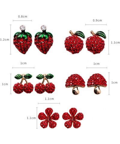 Cute Red Radish Strawberry Flower Apple Cherry Stud Earrings S925 needle Vivid Mushroom Vegetable Fruit Fashion Stud Earrings...