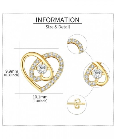 Gold Stud Earrings 14K Solid Stud Earrings Gold Jewelry Gifts for Women Girls Minimalism Lovers A2-Heart-Moissanite $71.75 Ea...