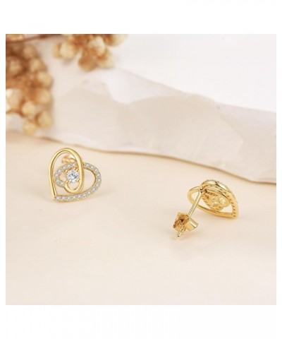 Gold Stud Earrings 14K Solid Stud Earrings Gold Jewelry Gifts for Women Girls Minimalism Lovers A2-Heart-Moissanite $71.75 Ea...