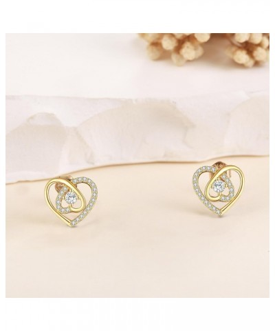 Gold Stud Earrings 14K Solid Stud Earrings Gold Jewelry Gifts for Women Girls Minimalism Lovers A2-Heart-Moissanite $71.75 Ea...